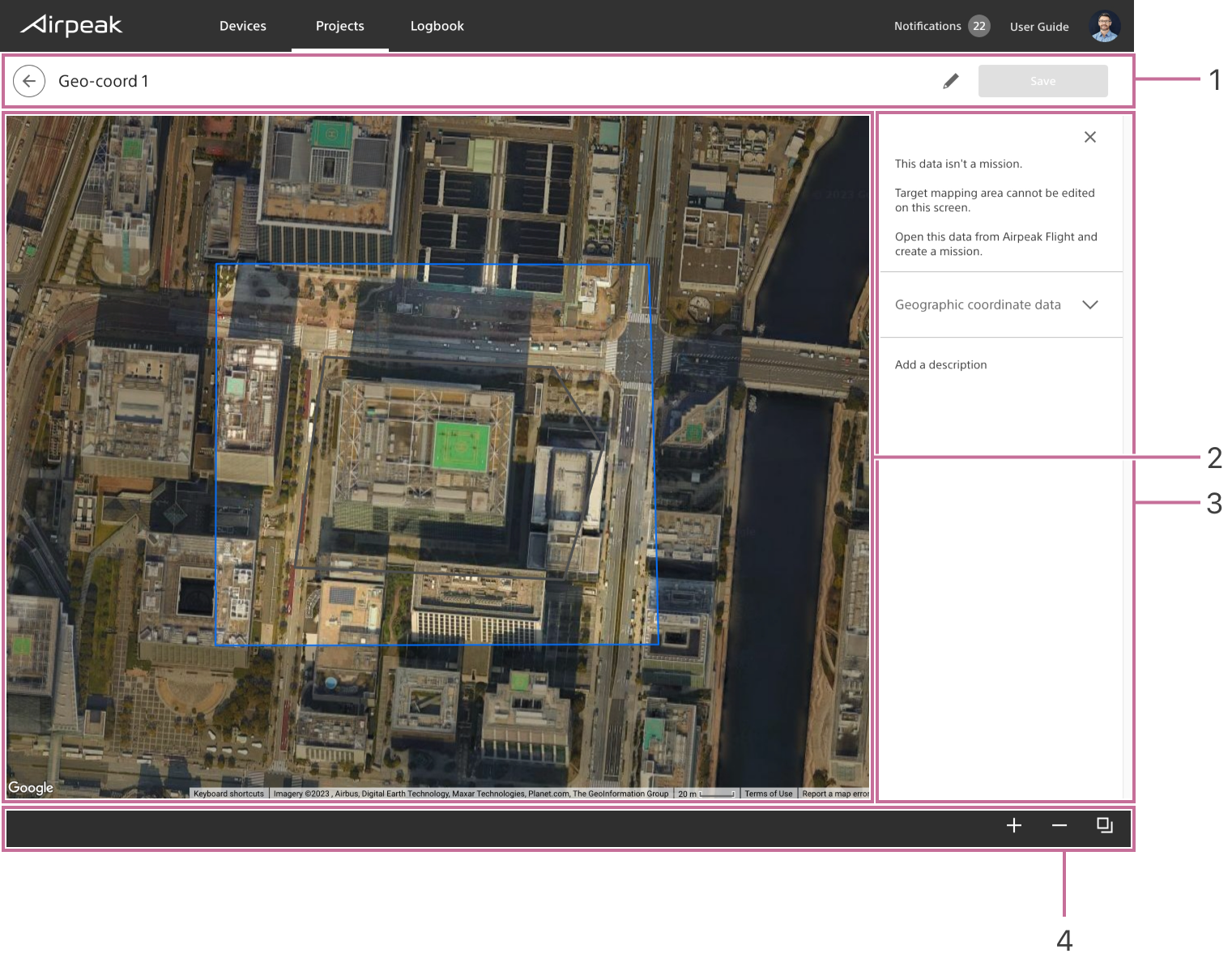 Screen for Geographic Coordinate Data