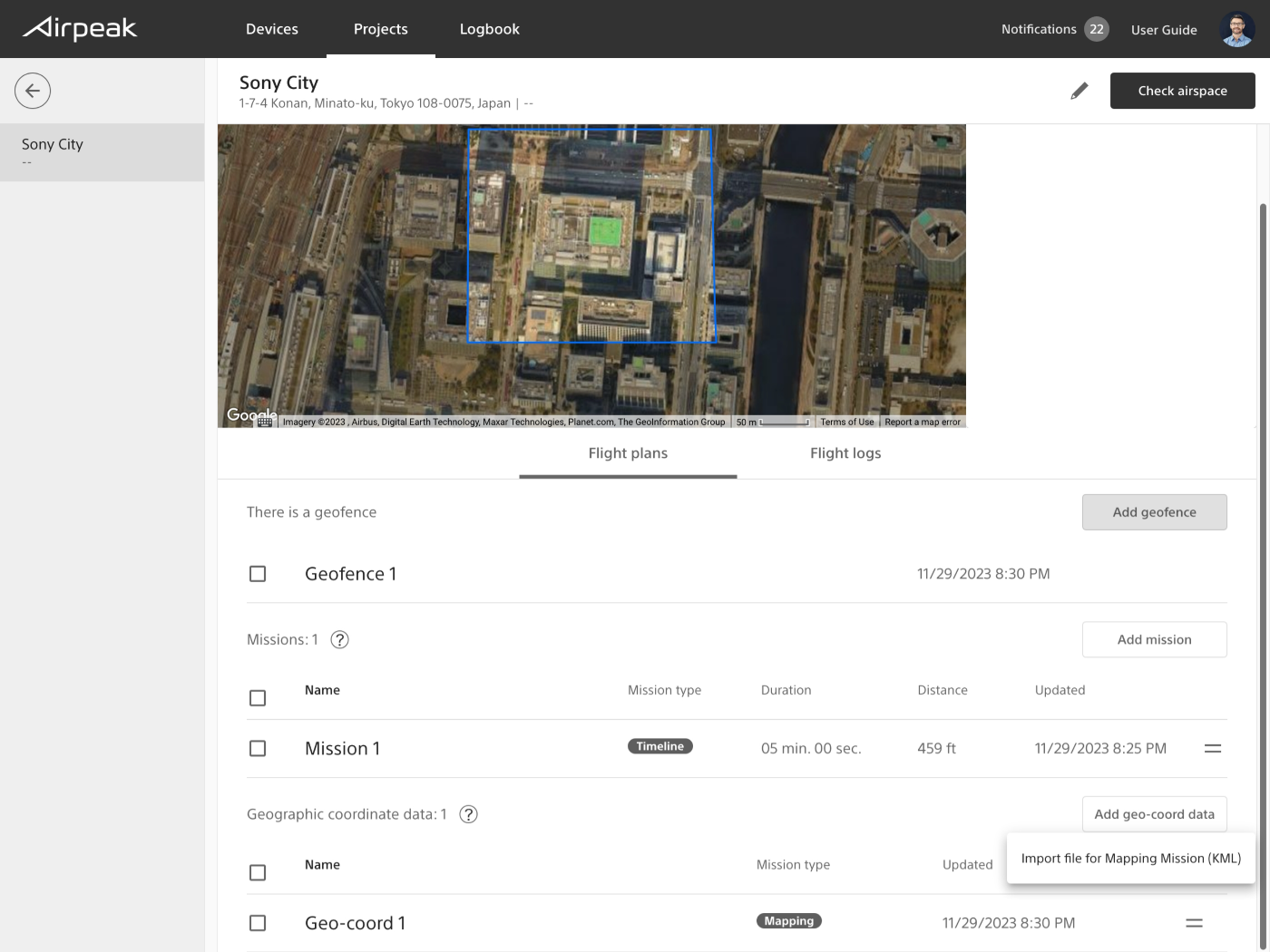 Menu for Importing Geographic Coordinate Data