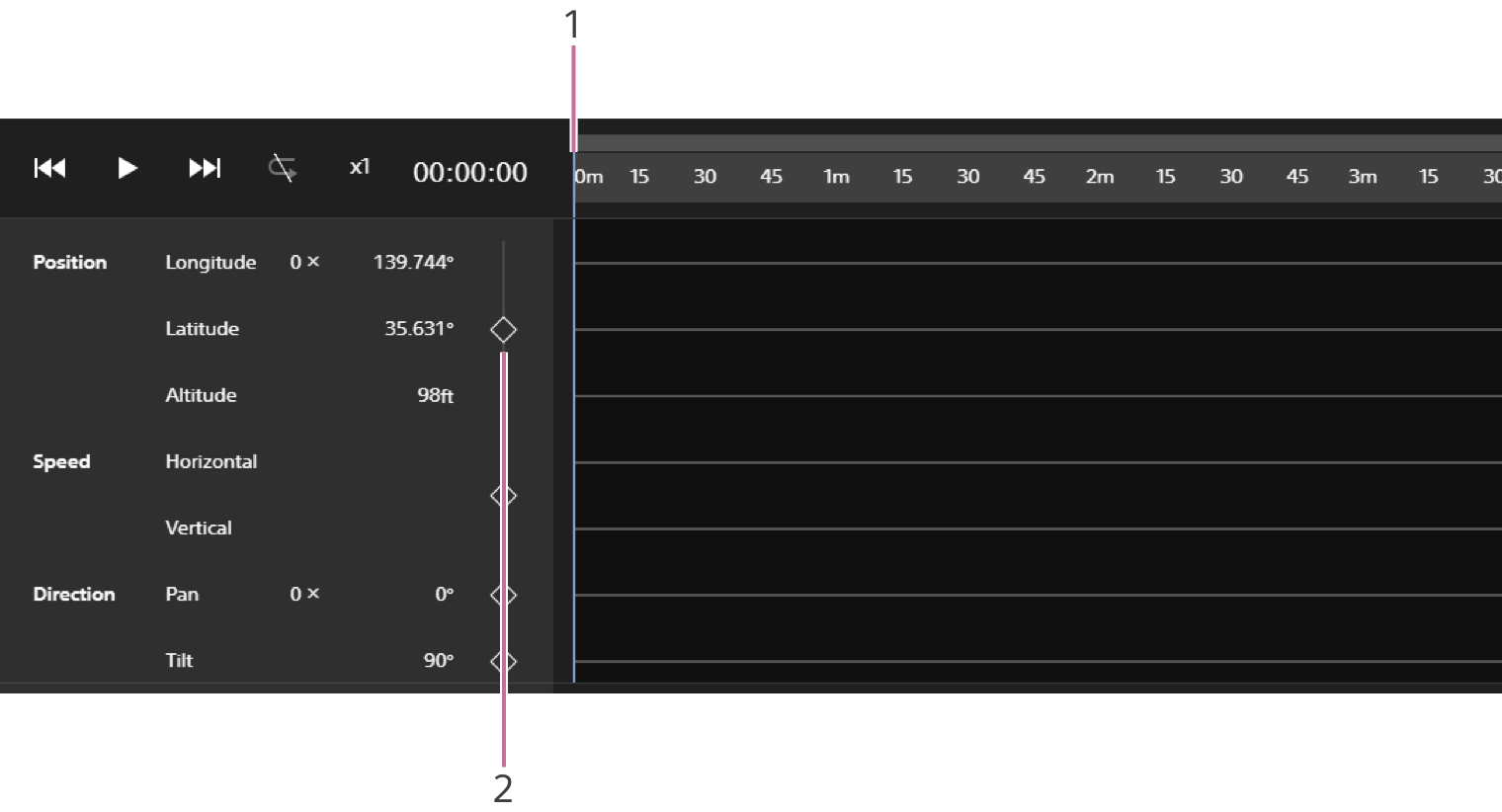 Mission screen - Indicator and button to add a keyframe