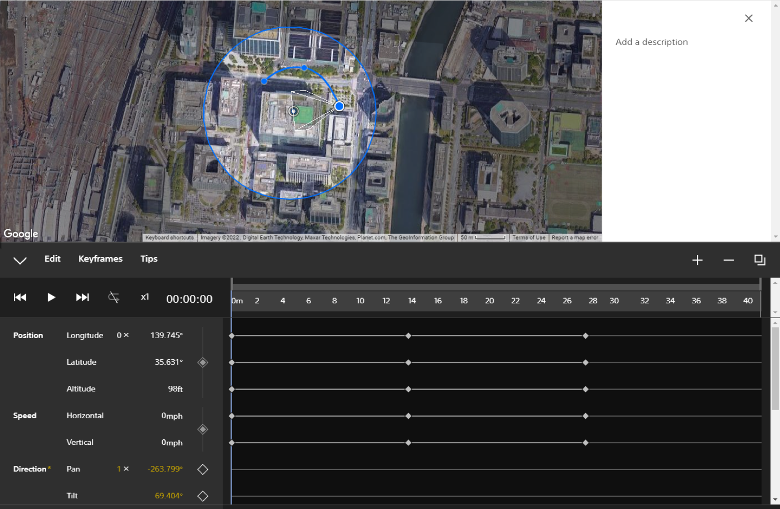 Mission screen - Workspace and timeline